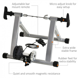 HOMCOM 5661-0061- Suport rola pentru bicicleta magnetic pentru antrenament acasa, argintiu