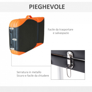 HOMCOM 700-039- Sezlong pentru masaj profesional pliabil din aluminiu, negru si portocaliu, 214 x 60 cm