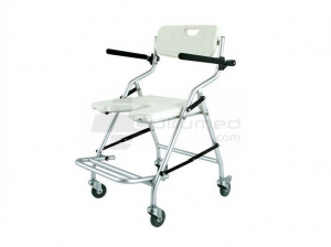 QMED 183-791L-A - Scaun pliant de dus, cu rotile, cotiere rabatabile