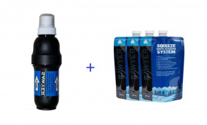 SET PROMOTIONAL - SAWYER SQUEEZE SP129 filtru profesional de apa potabila + 3 pungi compatibilie de 1litru
