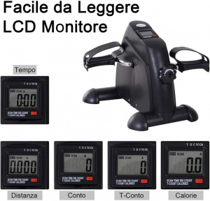 HOMCOM A90-179BK- Mini dispozitiv de pedalare bicicleta pentru picioare si brate negru