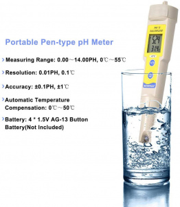 OW-035 Tester pH profesional, pentru lichide, indicator temperatura, cu baterii