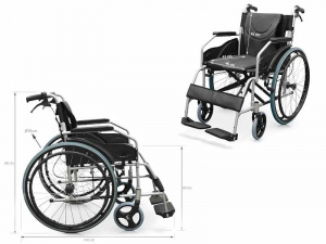 QMED 183-KY868LAJ-A-46- Scaun cu rotile din aluminiu cu frane