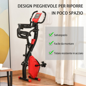 HOMCOM A90-196RD- Bicicleta pliabila 2 in 1 rezistenta, 8 nivele, elastice pentru brate