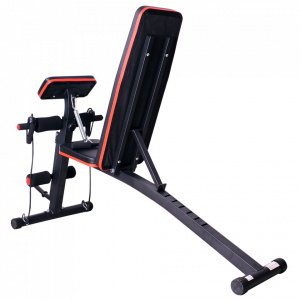 HOMCOM A91-062- Banca multifunctionala reglabila pentru bilanciere, haltera, abdomen, spate, manere, elastic pentru antrenament complet