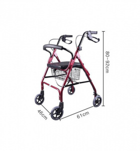 ORTOPEDIX FS966LH- Rolator pliabil cu 4 roti, frana, scaun si cos, din otel