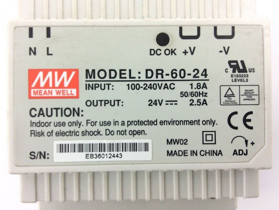 Power supply Mean Well DR6024, 24V/2.5A