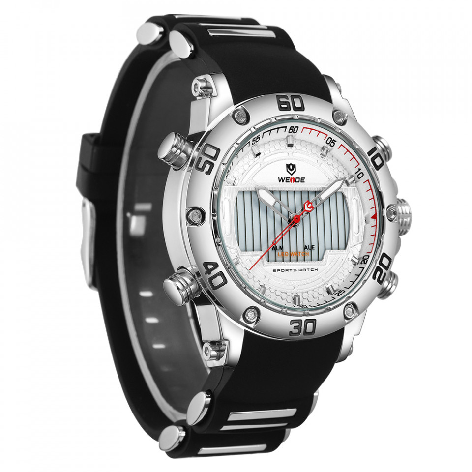 Ceas WEIDE, Quartz, Casual Sport, Alb, Curea Silicon, WH6910-4C - 3 | YEO