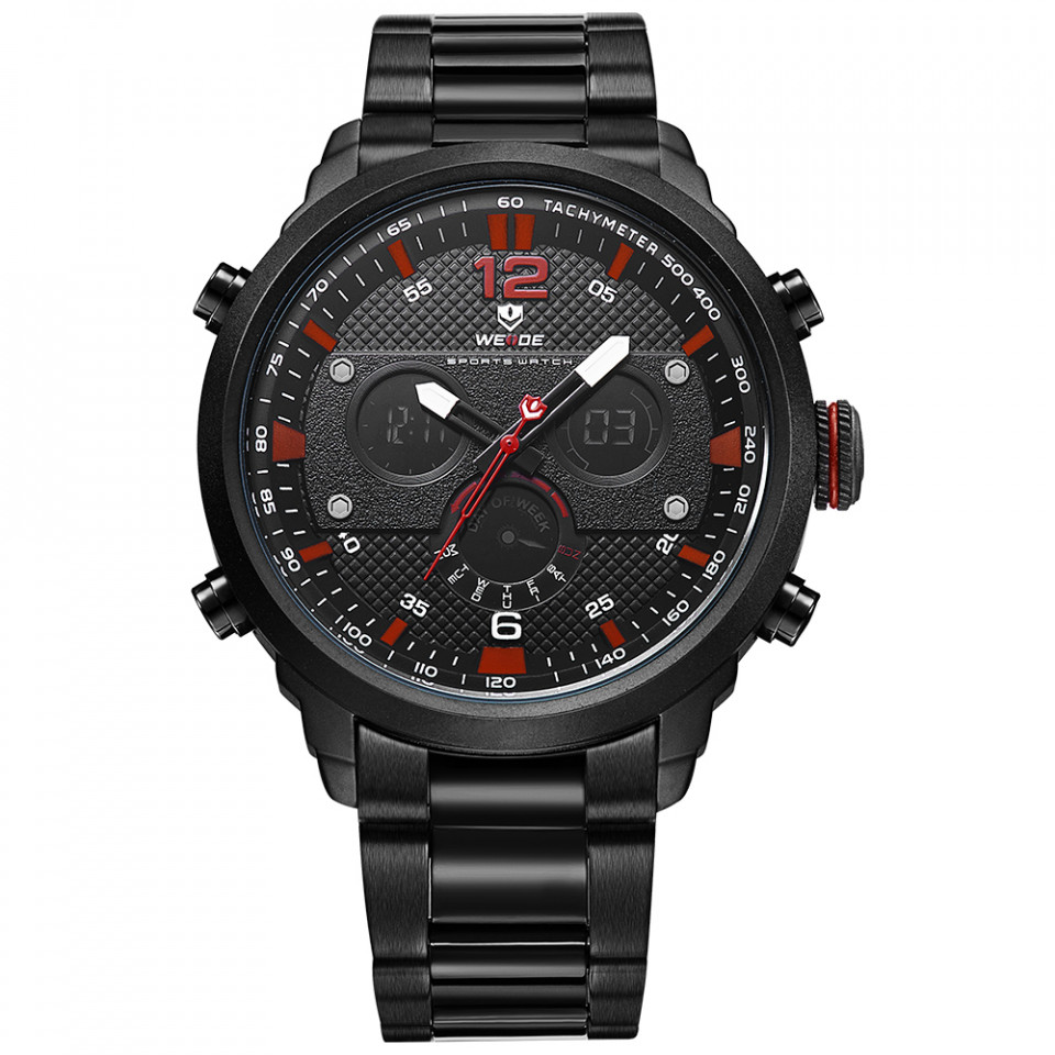 Ceas WEIDE, Quartz, Casual Sport, Rosu, WH6303B-2C