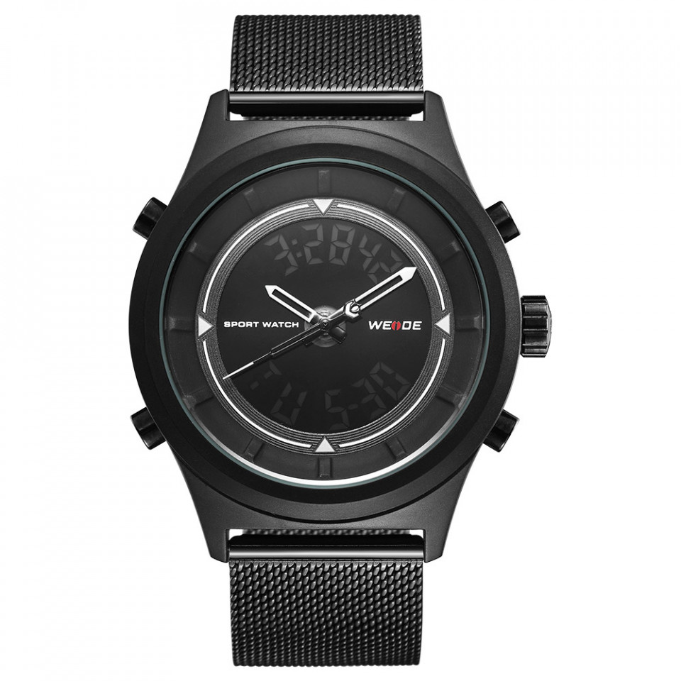 Ceas WEIDE, Quartz, Clasic, Negru, Curea Metalica, WH7305B-1C