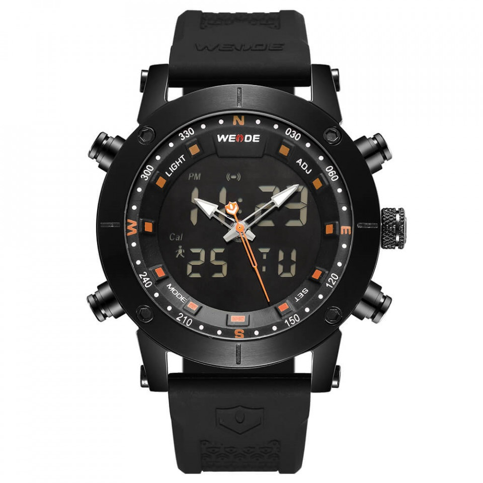 Ceas WEIDE, Quartz, Casual Sport, Orange, Curea Silicon, WH6309B-5C