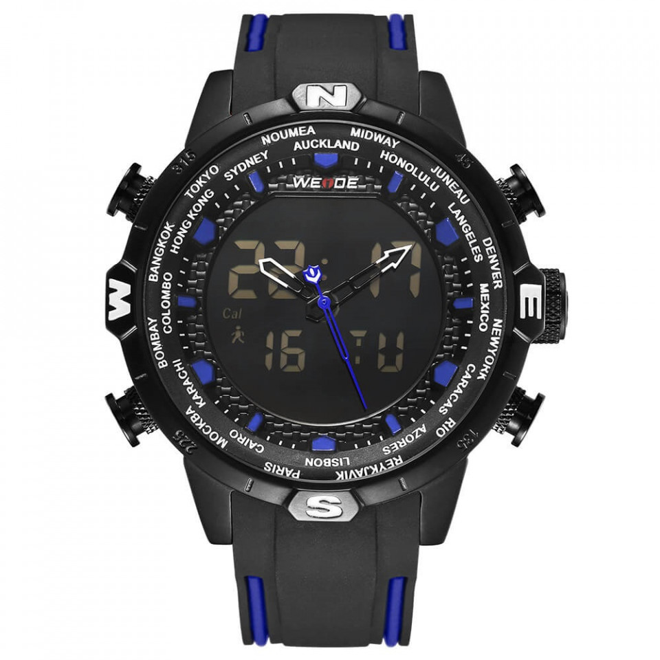 Ceas WEIDE, Quartz, Casual Sport, Albastru, Curea Silicon, WH6310B-4C