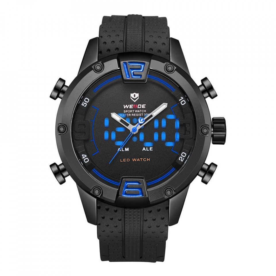 Ceas WEIDE, Quartz, Casual Sport, Albastru, Curea Silicon, WH7301B-4C