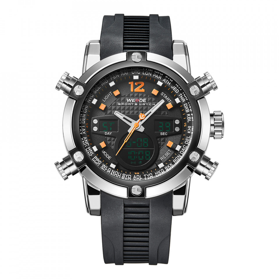 Ceas WEIDE, Quartz, Casual Sport, Orange, Curea Silicon, WH5205-12C