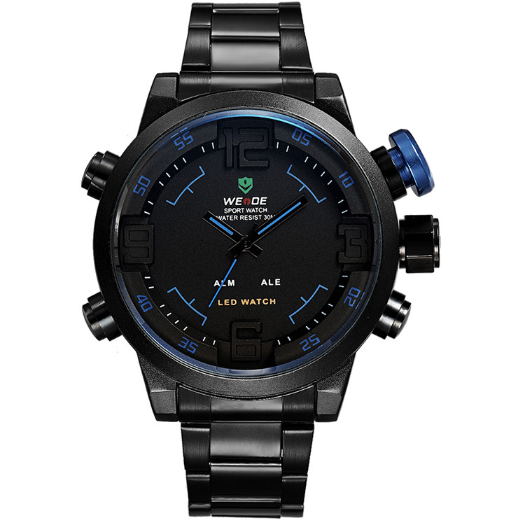 Ceas WEIDE, Quartz, Casual Sport, Albastru, Curea Metalica, WH2309B-4C