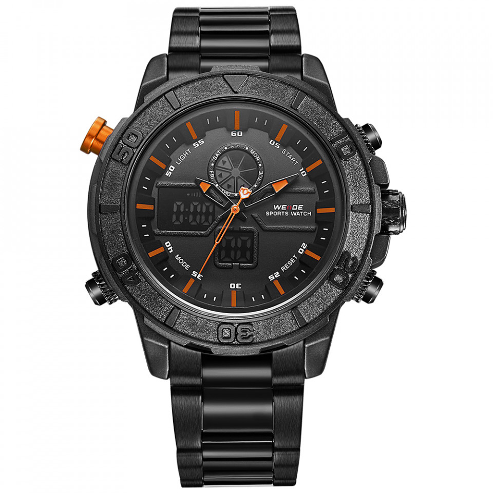 Ceas WEIDE, Quartz, Casual Sport, Orange, Curea Metalica, WH6108B-5C