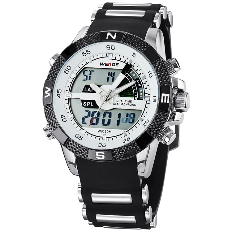 Ceas WEIDE, Quartz, Casual Sport, Alb, Curea Silicon, WH1104-9C