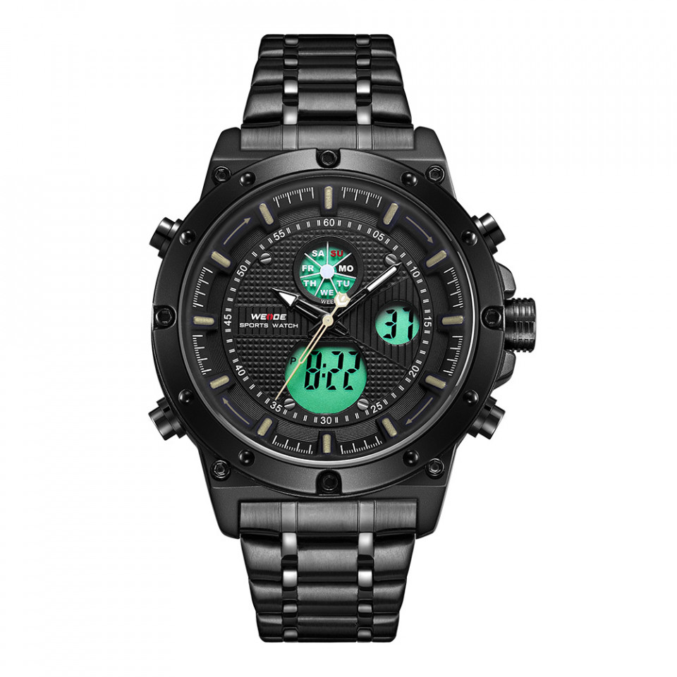Ceas WEIDE, Quartz, Casual Sport, Galben, Curea Metalica, WH6906B-3C