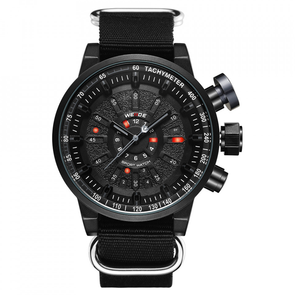 Ceas WEIDE, Quartz, Casual Sport, Negru, Curea TextilWH7306B-1C
