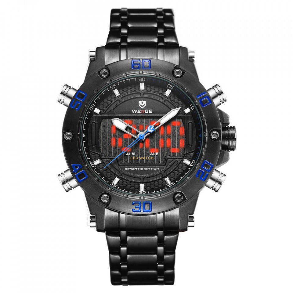Ceas WEIDE, Quartz, Casual Sport, Albastru, Curea Metalica, WH6910B-4C