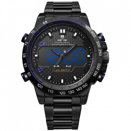Ceas WEIDE, Quartz, Casual Sport, Albastru, Curea Metalica, WH6102B-4C