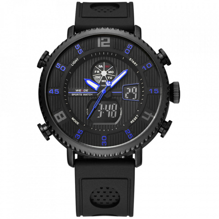 Ceas WEIDE, Quartz, Casual Sport, Albastru, Curea Piele, WH6106B-4C