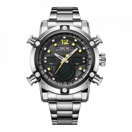 Ceas WEIDE, Quartz, Casual Sport, Galben, Curea Metalica, WH5205-4C