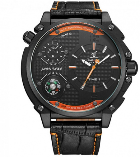 Ceas WEIDE, Quartz, Casual Sport, Orange, Curea Piele, UV1507B-5C