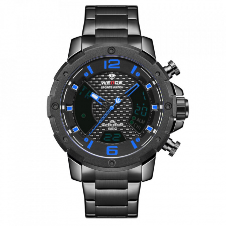 Ceas WEIDE, Quartz, Casual Sport, Albastru, Curea Metalica, WH8504B-2C