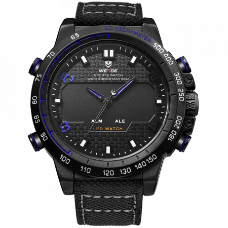 Ceas WEIDE, Quartz, Casual Sport, Albastru, Curea Piele, WH6102B-8C