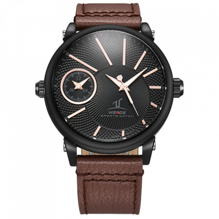 Ceas WEIDE, Quartz, Casual Sport, Negru, Curea Piele, UV1508B-1C