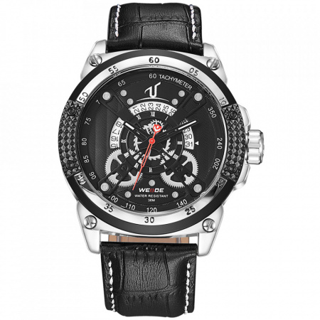 Ceas WEIDE, Quartz, Casual Sport, Negru, Curea Piele, UV1605-1C