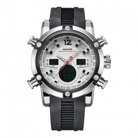 Ceas WEIDE, Quartz, Casual Sport, Alb, Curea Silicon, WH5205-8C