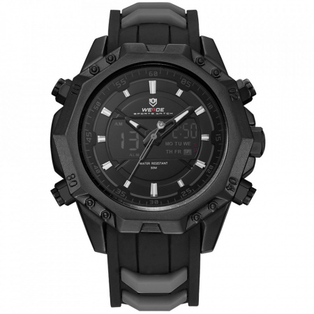 Ceas WEIDE, Quartz, Casual Sport, Negru, Curea Silicon, WH6406B-1C