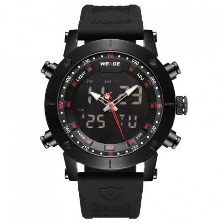 Ceas WEIDE, Quartz, Casual Sport, Rosu, Curea Silicon, WH6309B-2C