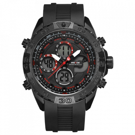 Ceas WEIDE, Quartz, Casual Sport, Rosu, Curea Silicon, WH6909B-6C
