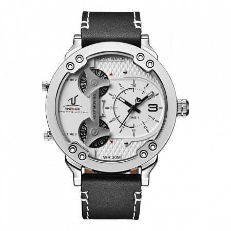 Ceas WEIDE, Quartz, Casual Sport, Alb, Curea Piele, UV1506-2C