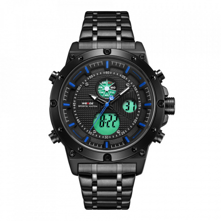 Ceas WEIDE, Quartz, Casual Sport, Albastru, Curea Metalica, WH6906B-4C