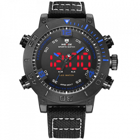 Ceas WEIDE, Quartz, Casual Sport, Albastru, Curea Piele, WH6103B-4C