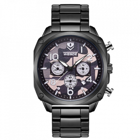Ceas WEIDE, Quartz, Casual Sport, Camuflaj, Curea Metalica, WD009B-2C