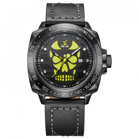 Ceas WEIDE, Quartz, Casual Sport, Galben, Curea Piele, UV1510B-3C