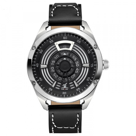 Ceas WEIDE, Quartz, Casual Sport, Negru, Curea Piele, UV1701-1C