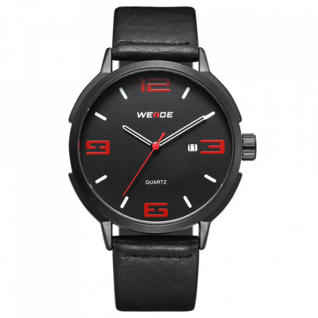 Ceas WEIDE, Quartz, Clasic, Rosu, Curea Piele, WD004B-1C