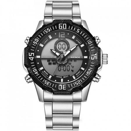 Ceas WEIDE, Quartz, Casual Sport, Negru, Curea Metalica, WH6105-1C