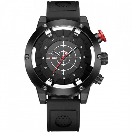 Ceas WEIDE, Quartz, Casual Sport, Negru, Curea Piele, WH6301B-1C