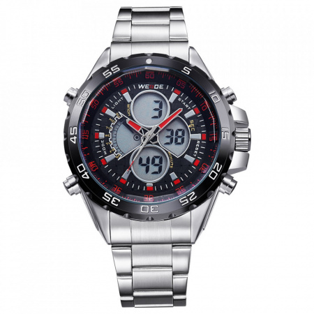 Ceas WEIDE, Quartz, Casual Sport, Rosu, Curea Metalica, WH1103-4C