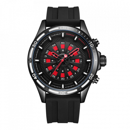 Ceas WEIDE, Quartz, Casual Sport, Rosu, Curea Silicon, WH7308B-2C