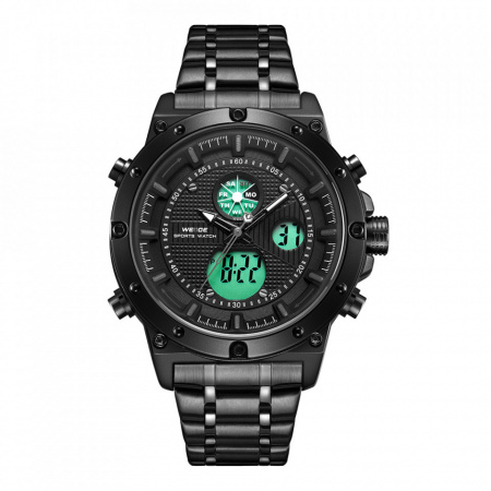 Ceas WEIDE, Quartz, Casual Sport, Negru, Curea Metalica, WH6906B-1C