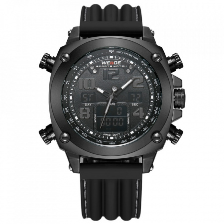 Ceas WEIDE, Quartz, Casual Sport, Negru, Curea Silicon, WH5208B-1C