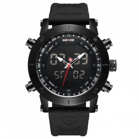 Ceas WEIDE, Quartz, Casual Sport, Negru, Curea Silicon, WH6309B-1C